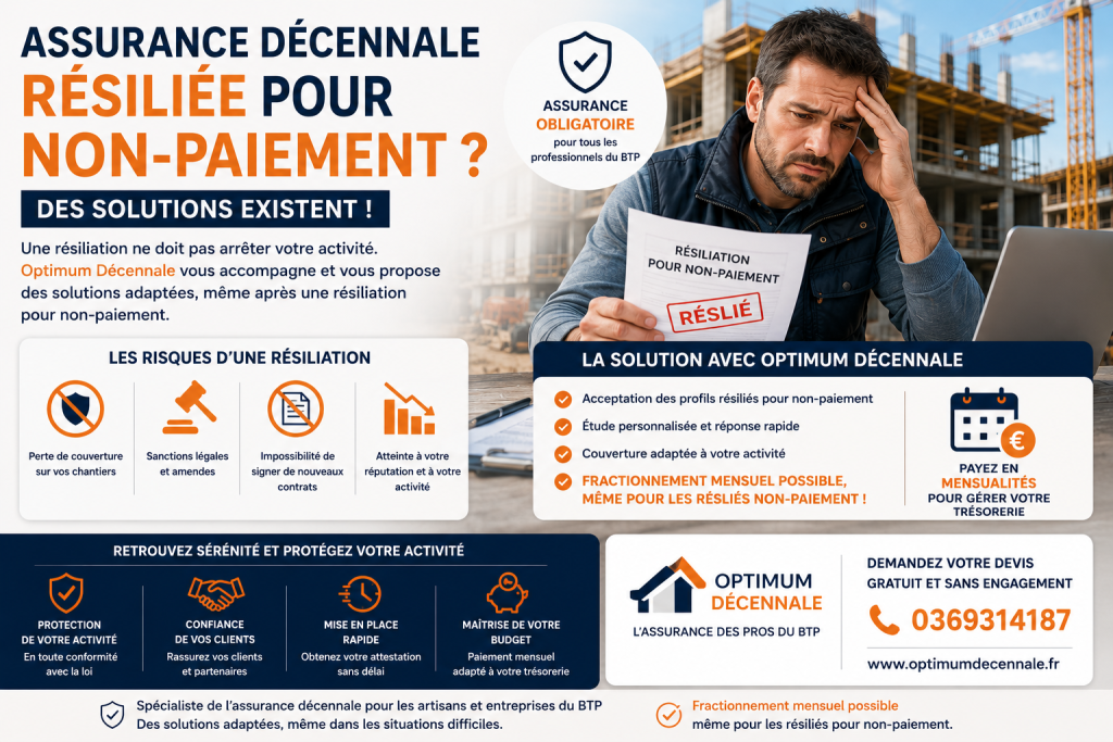 Assurance décennale résilié pour non paiement Hauts-de-France, Lille