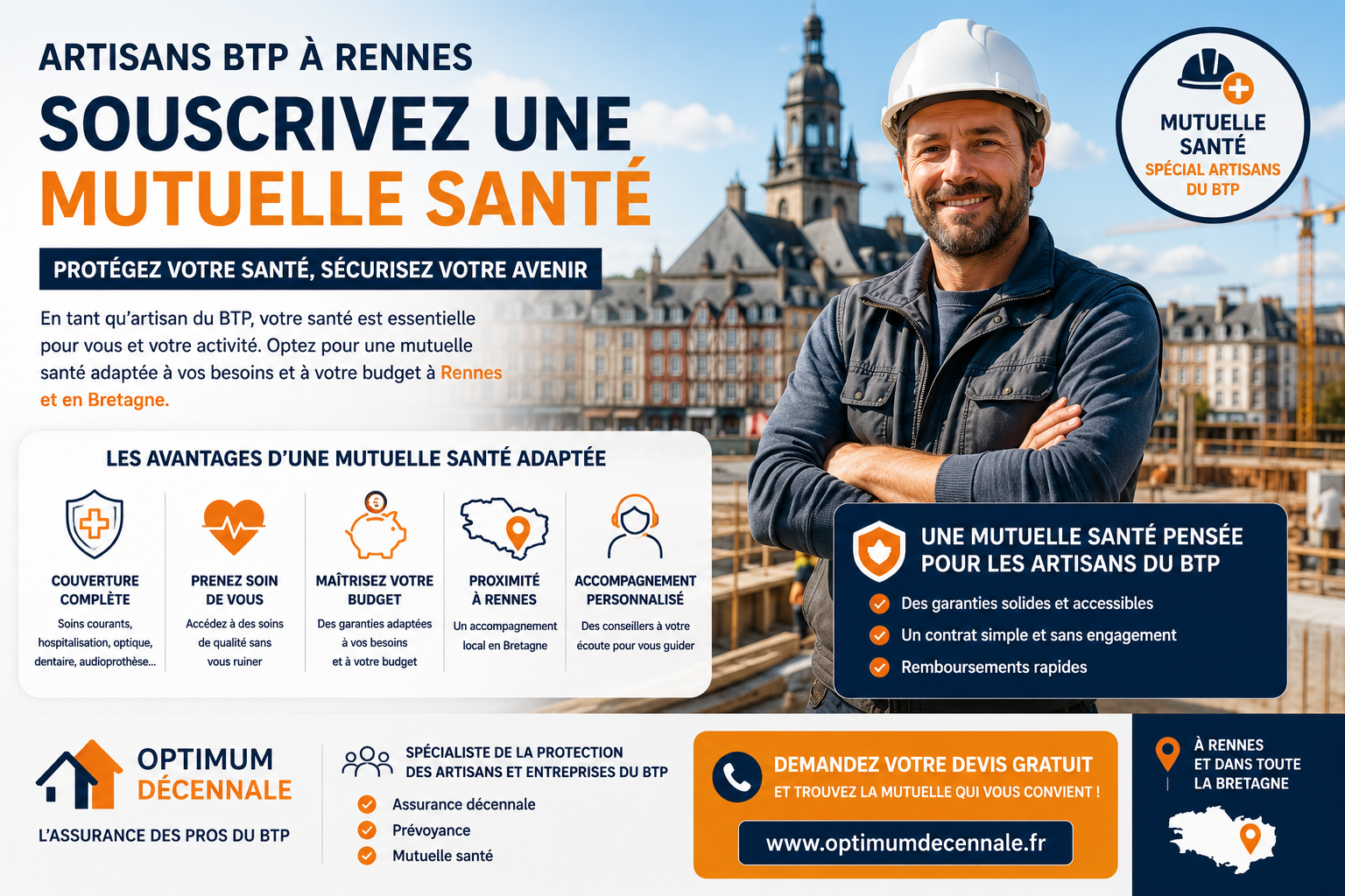Souscrire une mutuelle santé pour artisans BTP à Rennes en Bretagne