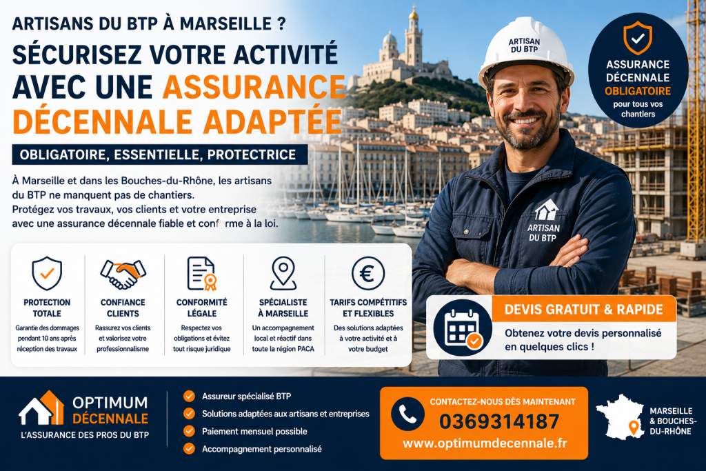 Assurance décennale artisan à Marseille ,Provences-Alpes-Côte d’Azur : comment trouver le meilleur contrat ?
