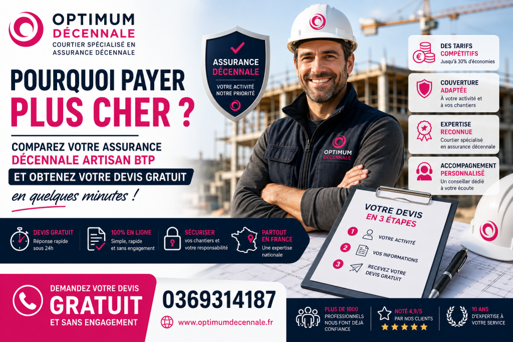 Pourquoi payer plus cher ? Comparez votre assurance décennale artisan BTP et obtenez votre devis gratuit en quelques minutes à Strasbourg en Alsace!