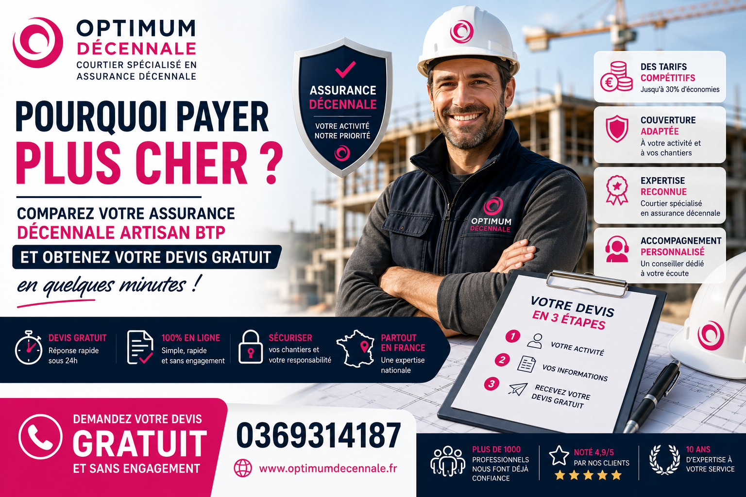 Pourquoi payer plus cher ? Comparez votre assurance décennale artisan BTP et obtenez votre devis gratuit en quelques minutes à Strasbourg en Alsace!