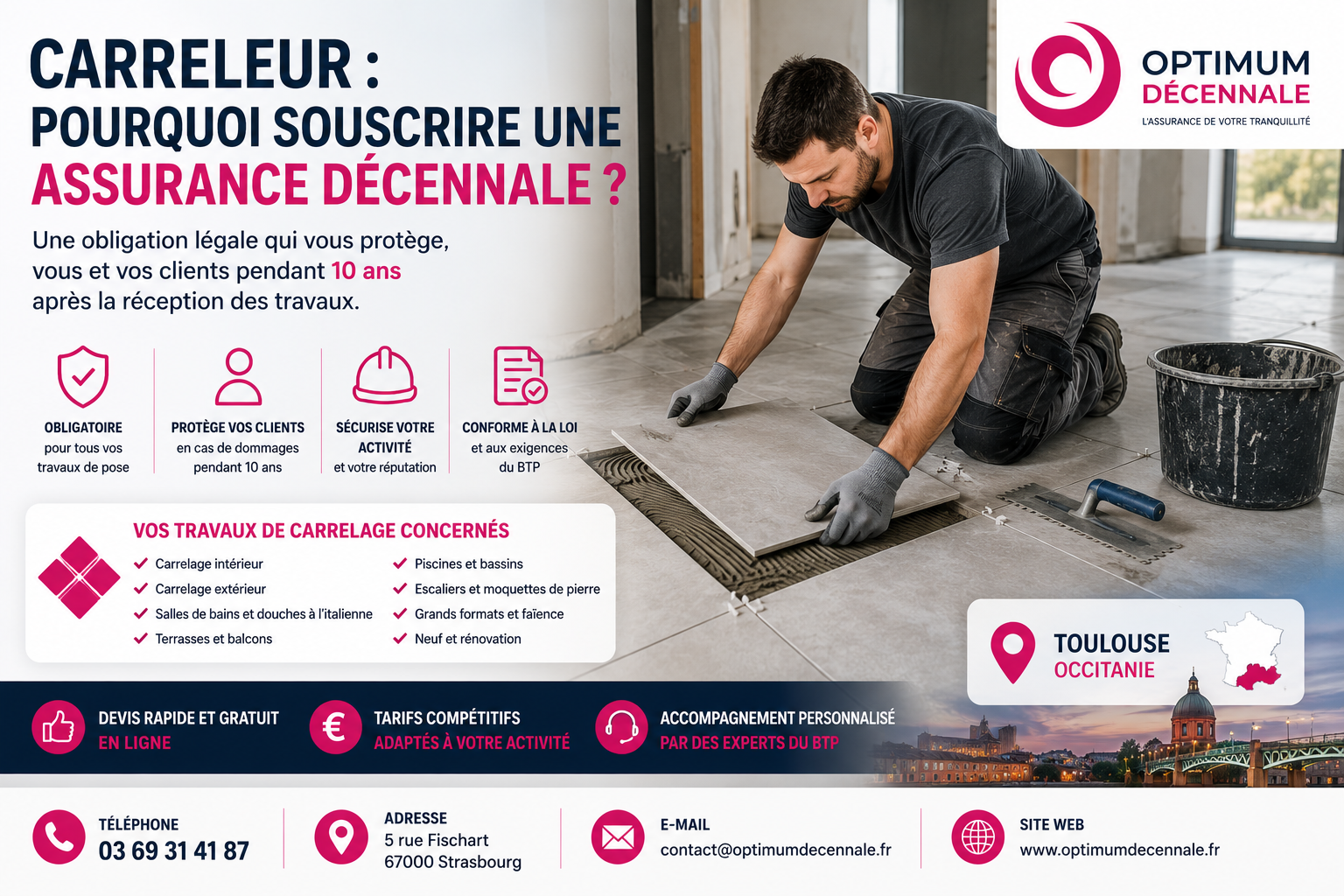 Pourquoi un carreleur doit souscrire une assurance décennale à Strasbourg en Alsace